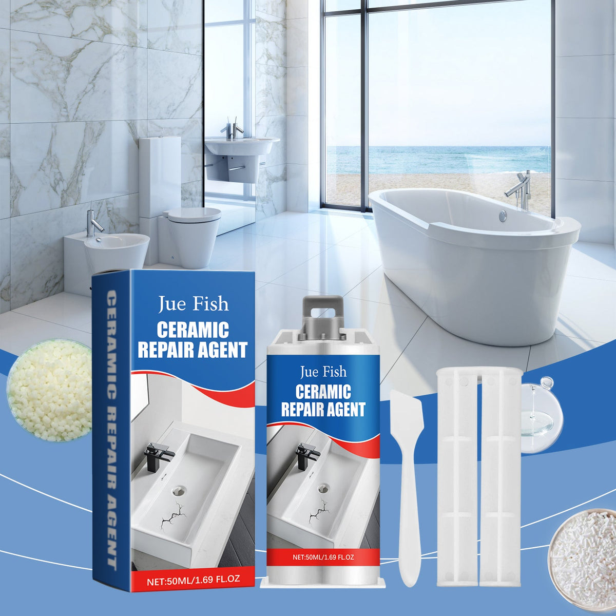 50ml Bottle Of Tile Repair Adhesive-2 Tools1box Tri Light Beauty