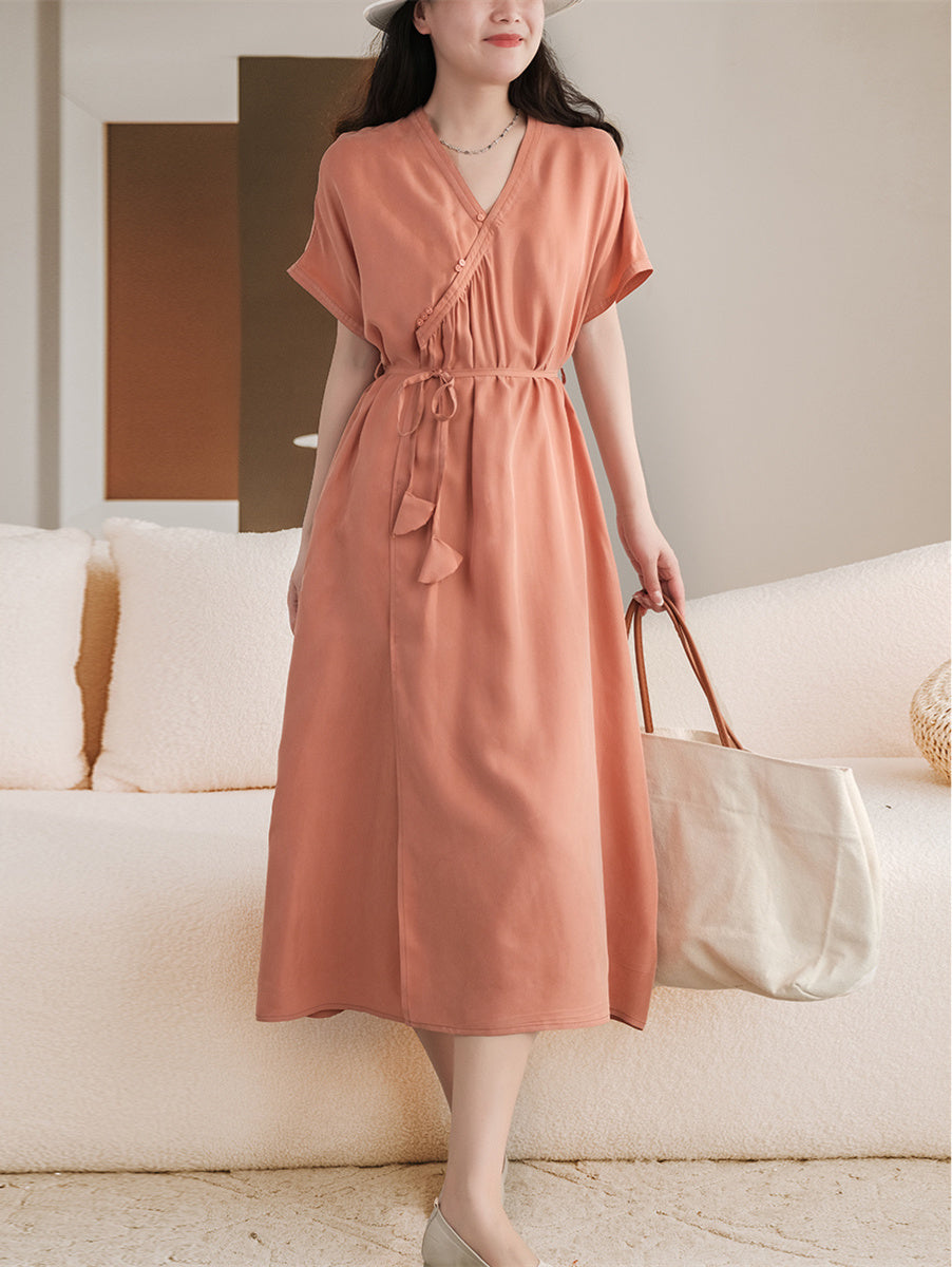 Elastic Cupro Lace Dress Women V Neck NorixaFashion.com