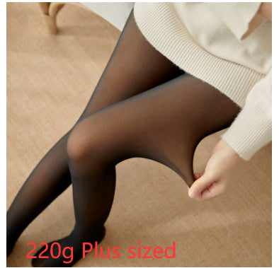 Fleece-lined Thickened Sheer Tights Leggings Transparent One-piece Pantyhose Superb Fleshcolor Pantynose NorixaFashion.com