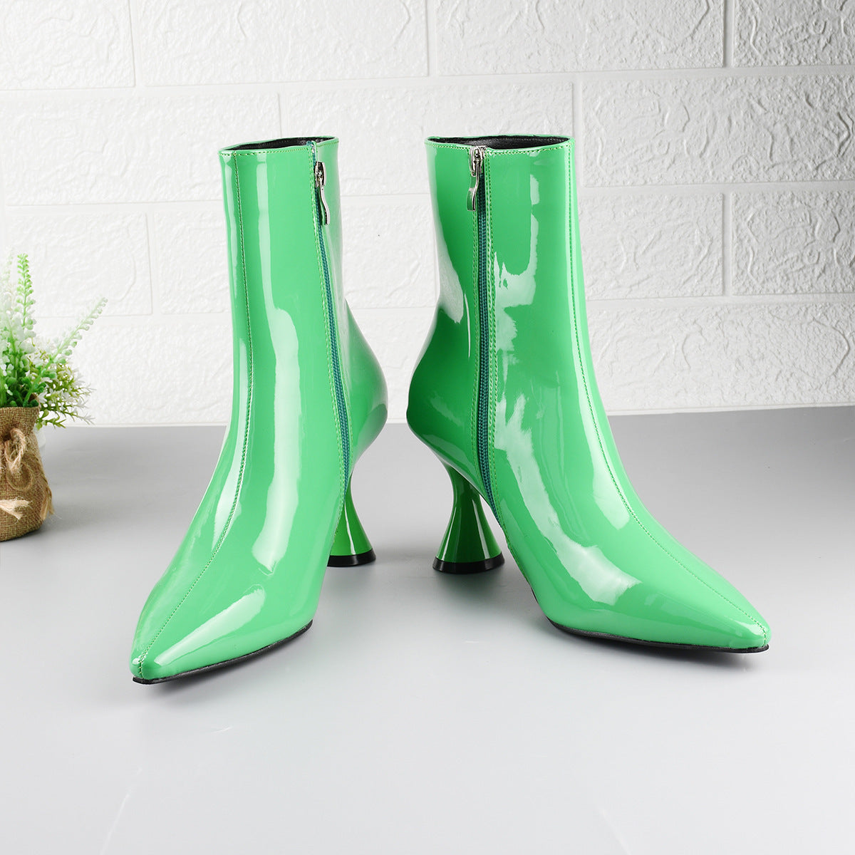Women Boots Pointed Toe Ankle Boots Side Zipper Shoes LadyShow.Store