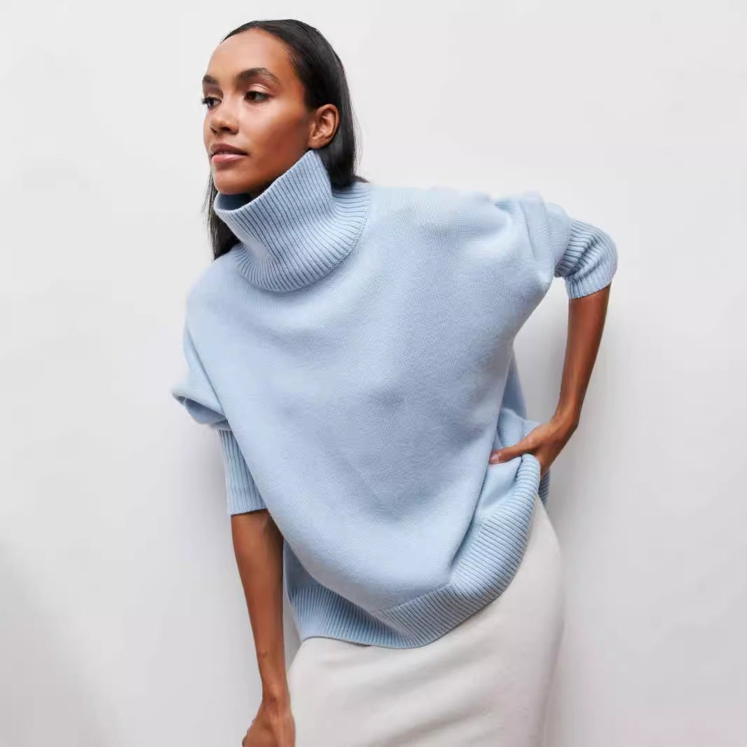 Winter Turtleneck Sweater Ins Solid Color Long Sleeve Pullover Top Women's Clothing LadyShow.Store