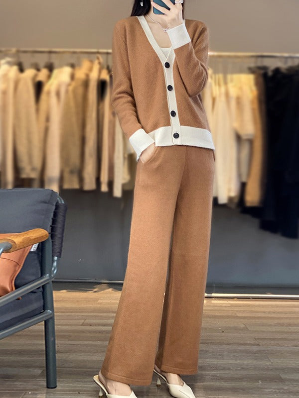 Casual Knitted Wool Two-piece Women's Clothing Loose Best YouTube Store