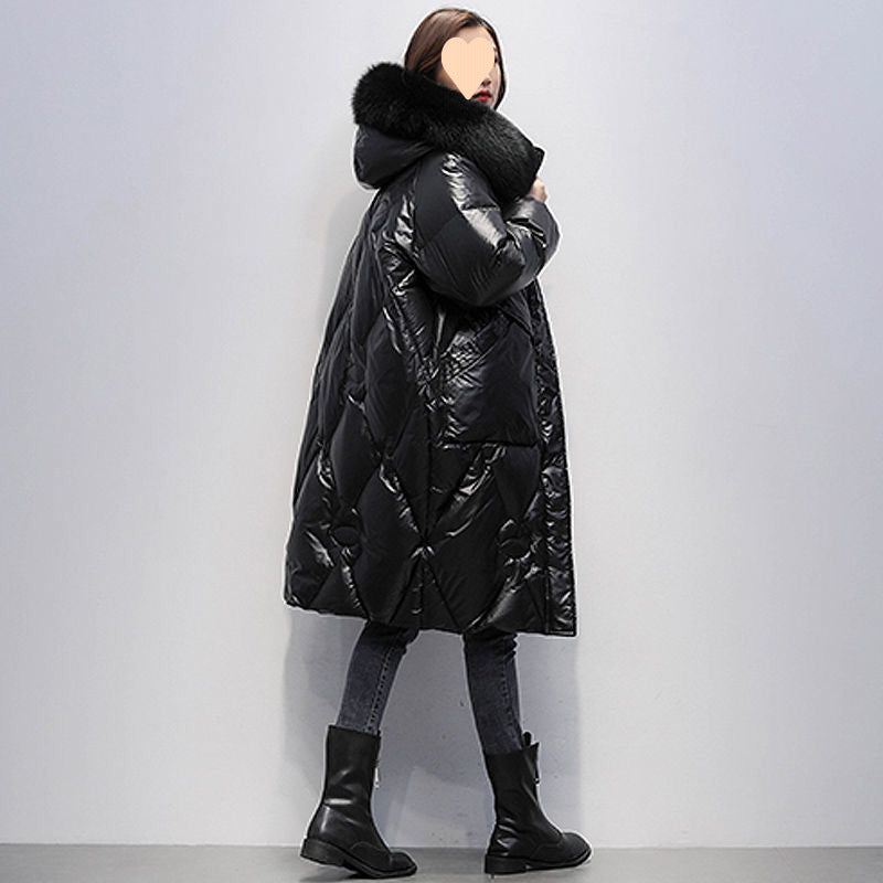 Korean Style Loose Plus Size Thickened Padded Jacket Women's Hooded Large Fur Collar Best YouTube Store