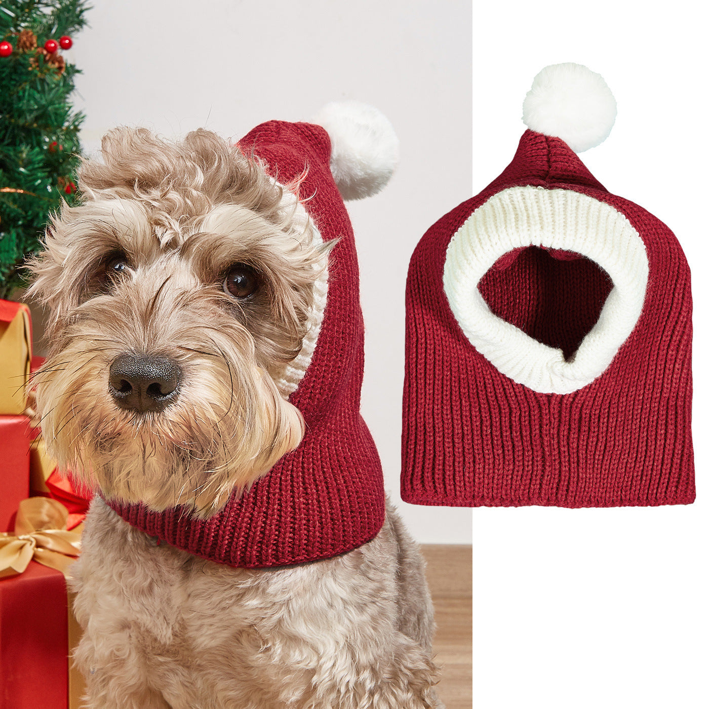 Christmas New Atmosphere Love Snowflake Elk Printing Knitted Warm Pet Dog Cat Fur Ball Hat Pets Fashion