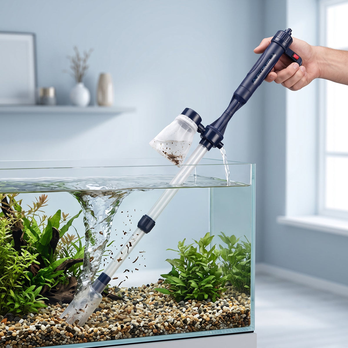 Retractable Tubular Fish Tank Electric Sewer Battery Box English White Box Battery Electric, 11.5 X 5.8 X 30.5cm  Without Battery Tri Light Beauty