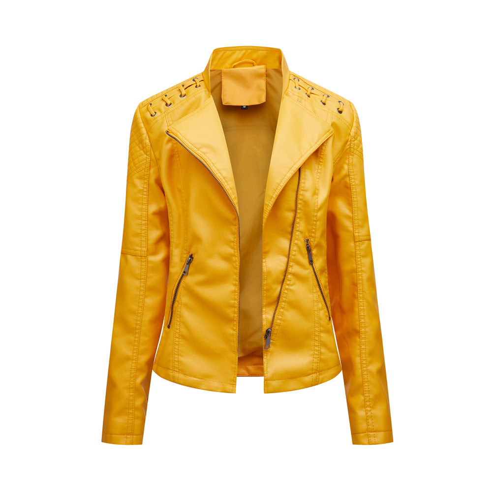 Slim Fit Thin Leather Coat Women's Motorcycle Clothing Best YouTube Store