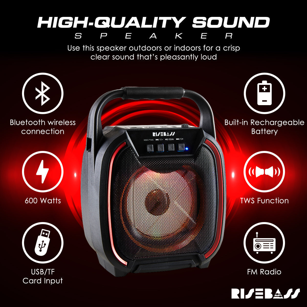 8" 600 watt Speaker - Portable Wireless Bluetooth Speaker with TWS Function LuxuryLifeWay Online Store