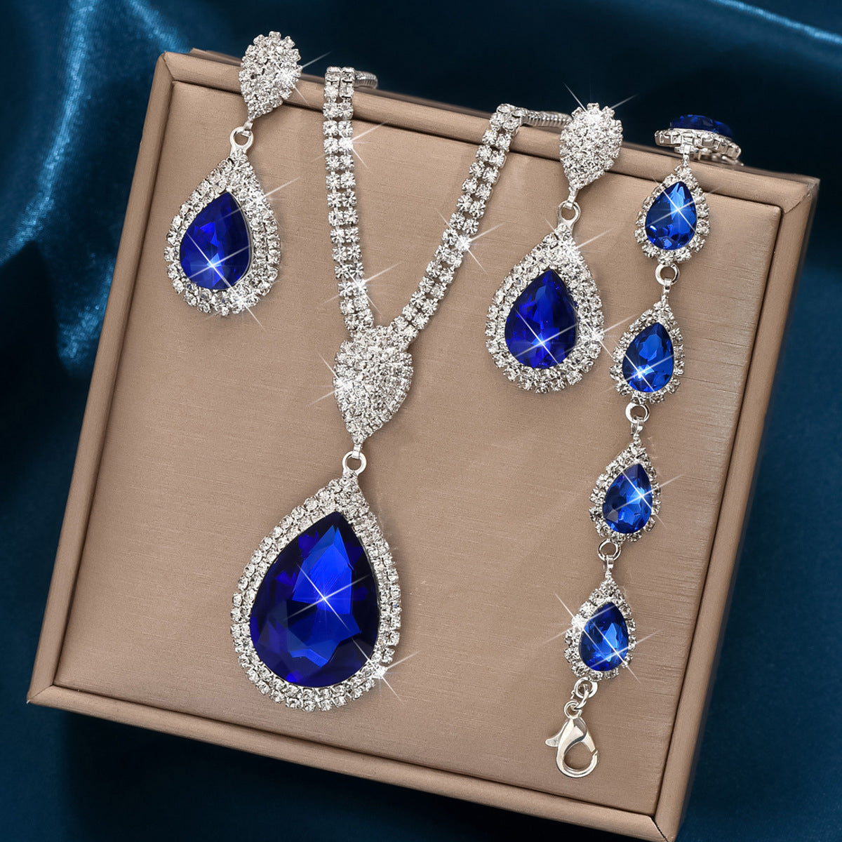 Red Sapphire Blue Water Drop Pendant Affordable Luxury Style Design Niche Trendy Suit LadyShow.Store