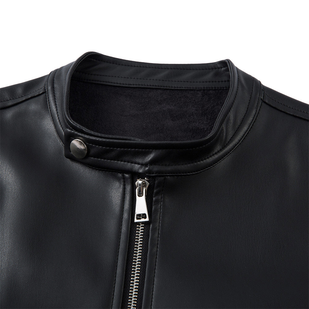 Personalized Motorcycle Leather Clothing With Stand Collar Vest Best YouTube Store