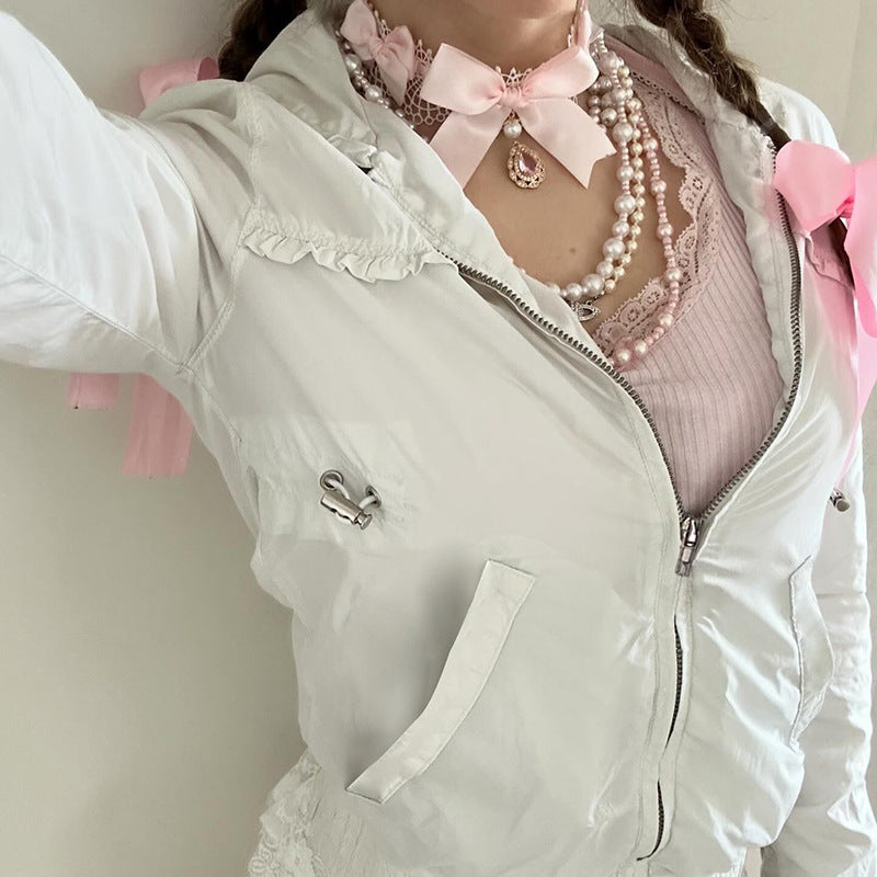 Girls' Design Wooden Ear Motorcycle Jacket LadyShow.Store