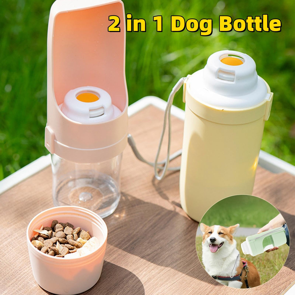 2 In 1 Travel Dog Water Bottle Pet Water Dispenser Feeder Drinking Feeder Dog Outing Water Feeder Pets Outdoor Portable Cup Pet Products Pets Fashion