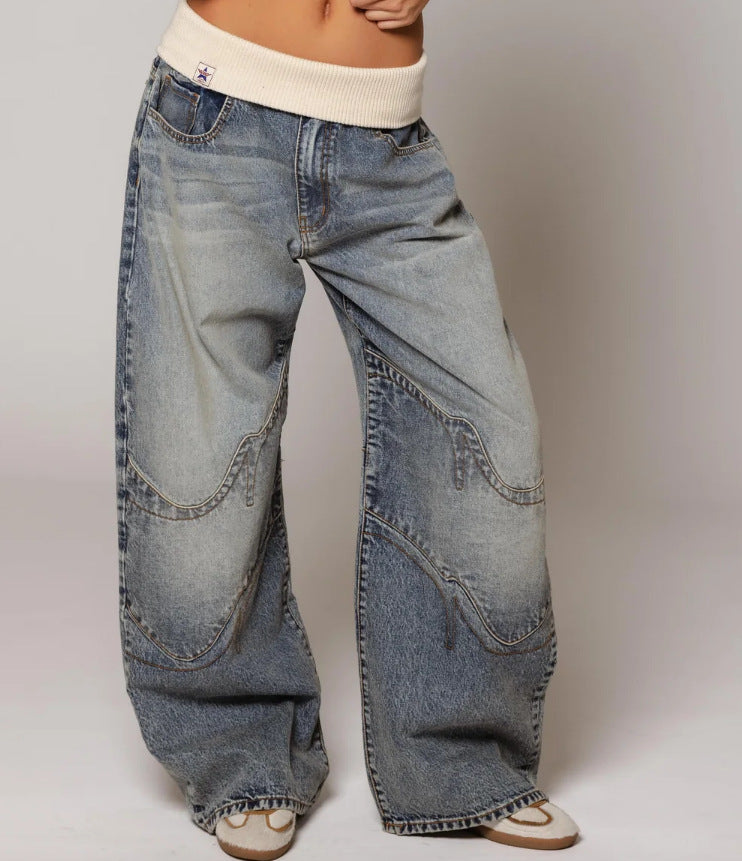 Loose-fitting Straight-leg Jeans With Pockets Fashion Casual Trousers Street-style Pants Women's Clothing NorixaFashion.com