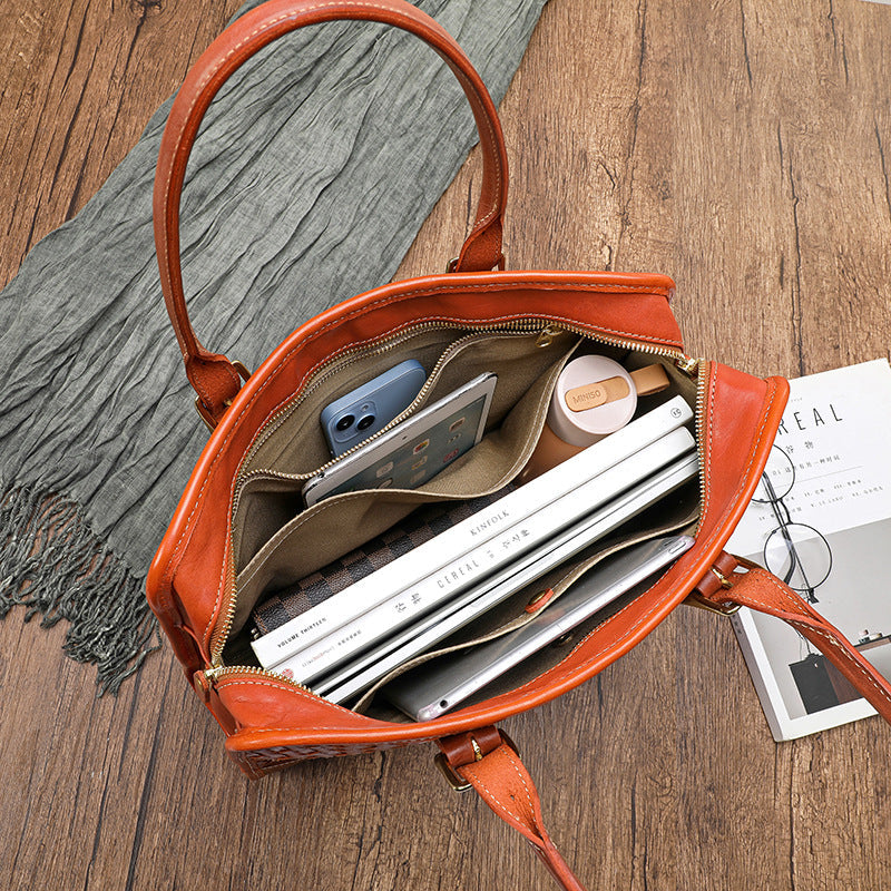Women's Hand-woven Handbag Vegetable Tanned Full-grain Leather Cowhide LuxuryLifeWay Online Store