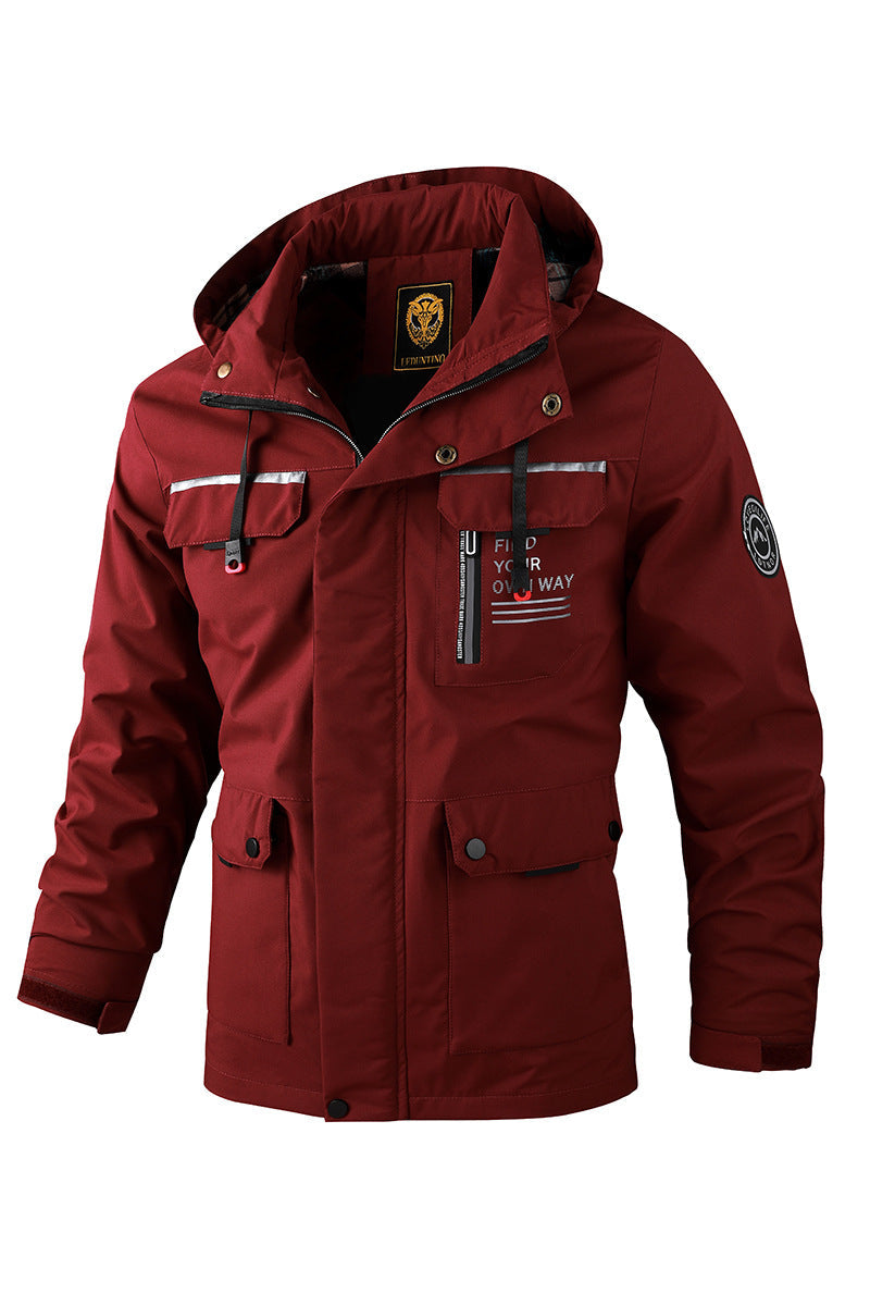 Fashion Men's Casual Windbreaker Jackets Hooded Jacket Man Waterproof Outdoor Soft Shell Winter Coat Clothing Warm Thick Tops LadyShow.Store