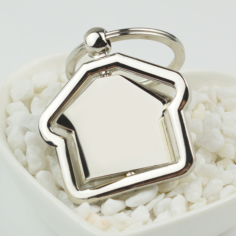 Simple House Rotating Metal Keychains LadyShow.Store
