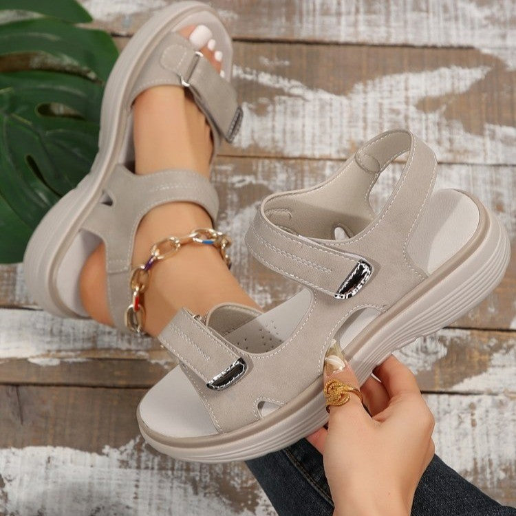 Casual Velcro-design Sandals Summer Comfortable Fish Mouth Sports Sandals Women Lightweight Beach Shoes CJD