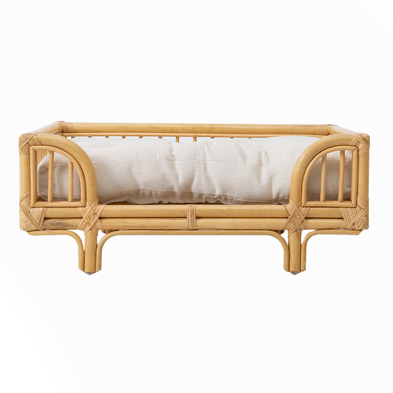 Natural Rattan Square Dog Bed Minimalist Handmade Pet Bed Pets Fashion