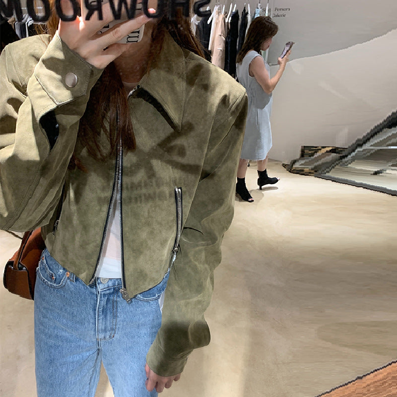 Retro Commuter Lazy Short Suede Fabric Jacket Coat For Women Best YouTube Store
