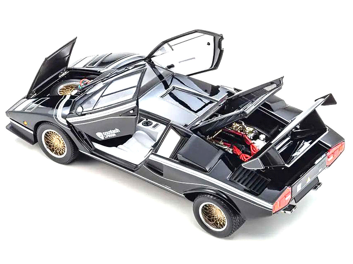 Lamborghini Countach LP 500R Black with White Interior 1/18 Diecast Model Car by Kyosho LuxuryLifeWay Online Store