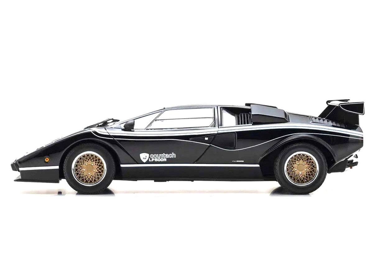 Lamborghini Countach LP 500R Black with White Interior 1/18 Diecast Model Car by Kyosho LuxuryLifeWay Online Store