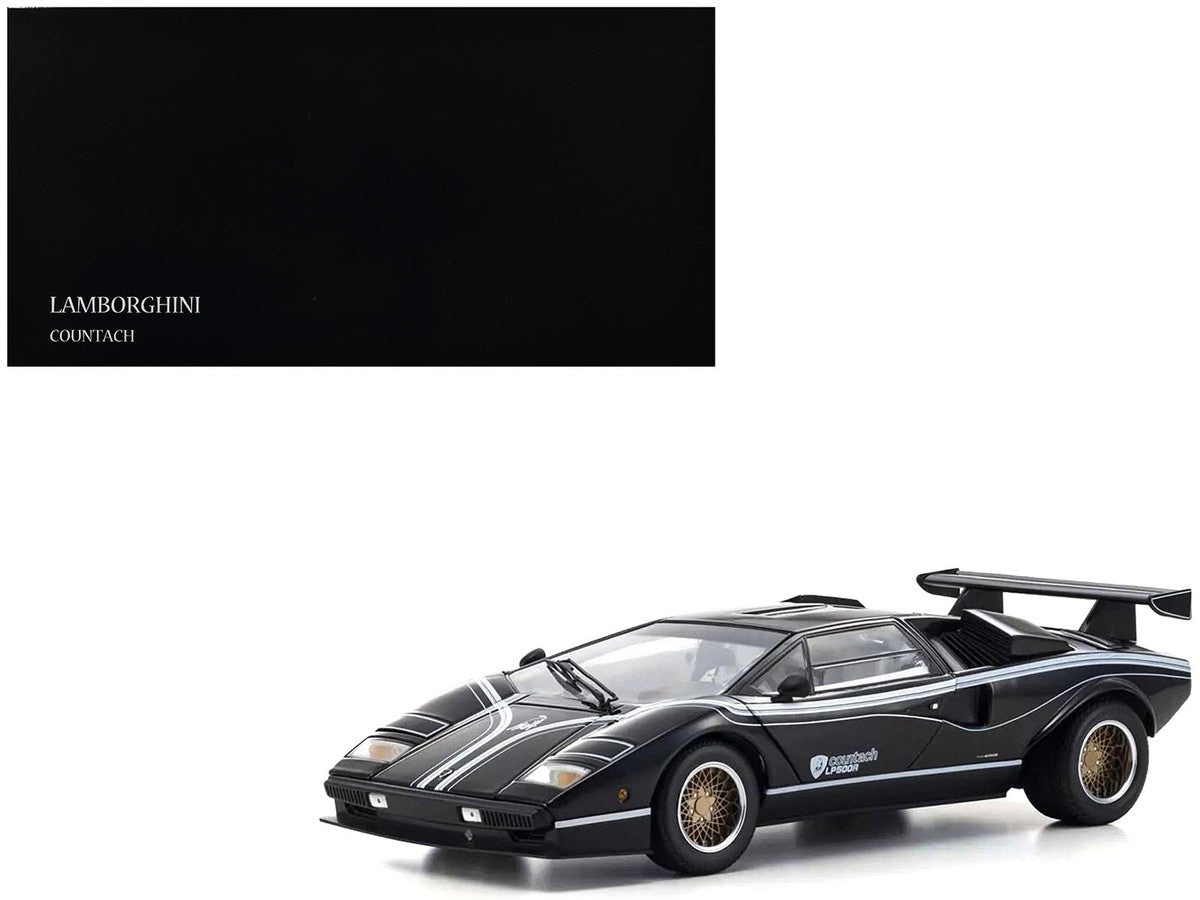 Lamborghini Countach LP 500R Black with White Interior 1/18 Diecast Model Car by Kyosho LuxuryLifeWay Online Store