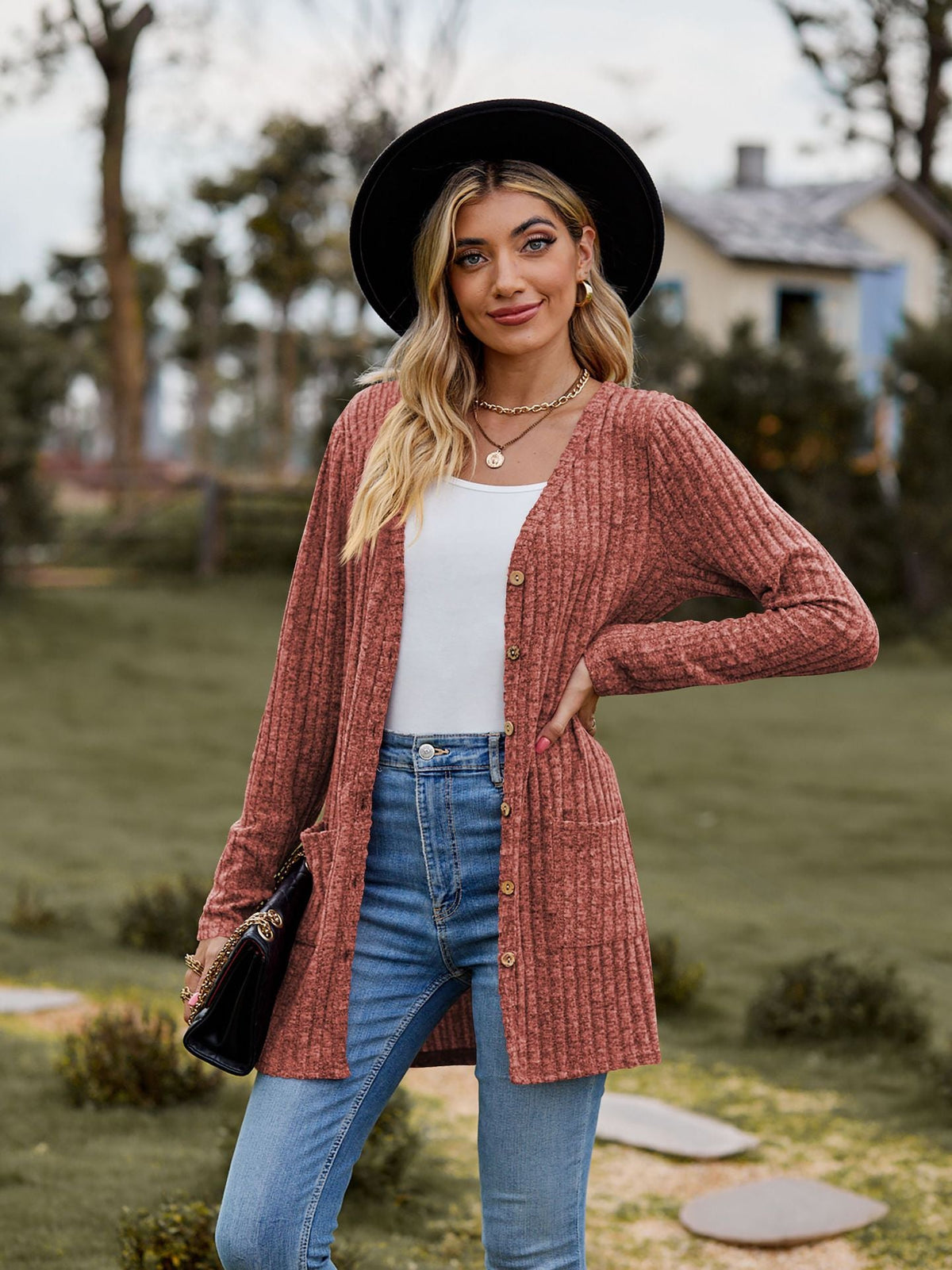 Fall Women's Clothing Sunken Stripe Solid Color Long Sleeve Women's Sweater NorixaFashion.com