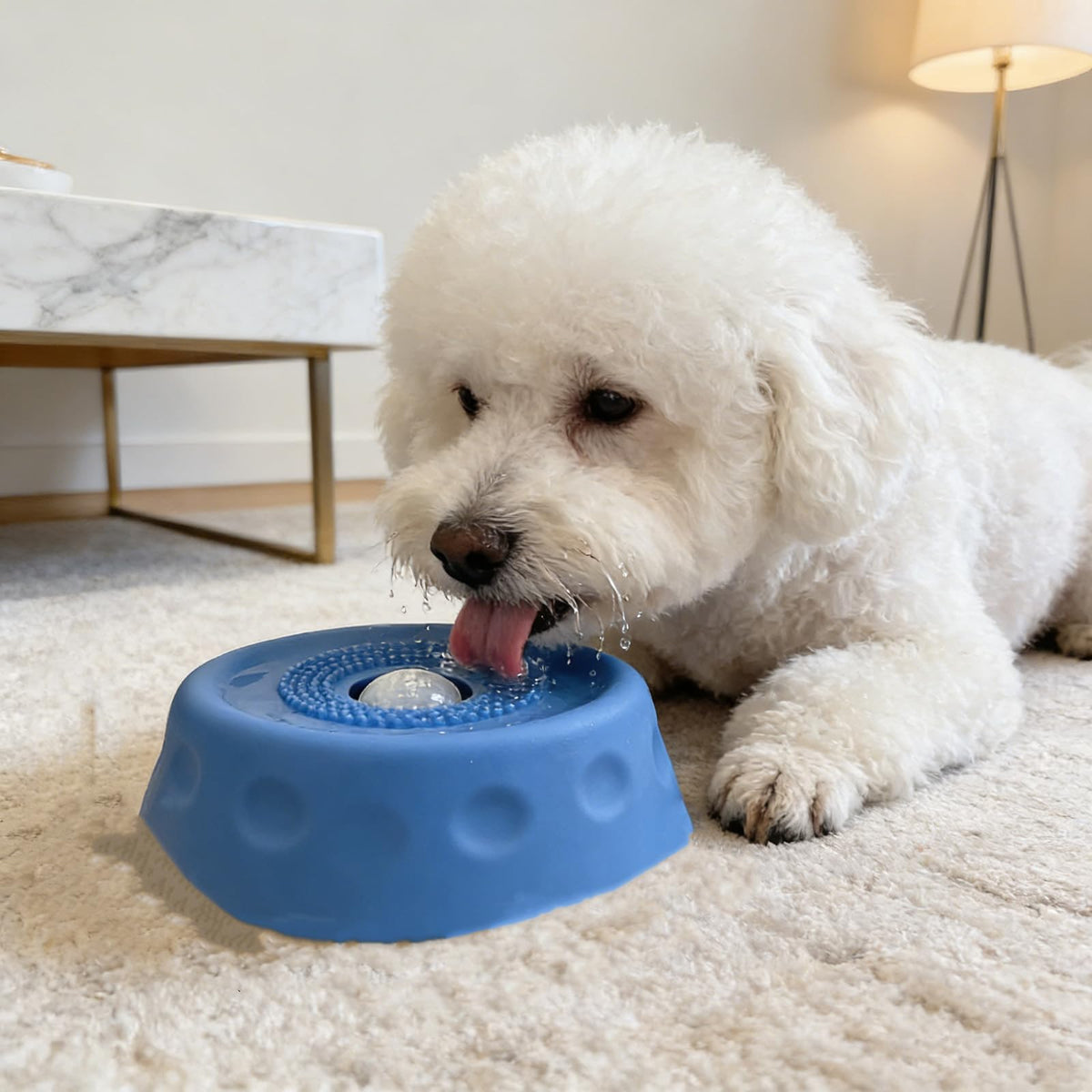 Dog Lick Bowl With Ball,Lick Ball Bowl For Dogs,Dog Licking Bowl With Rolling Ball,Slow Feeder Ball Bowl To Slow Pet Eating,Rolling Ball Dog Bowl Give Pet More Time To Enjoy Eating Pets Fashion