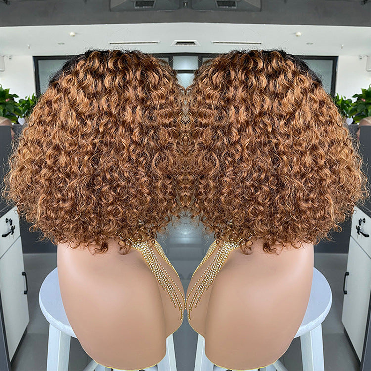 Cross-border E-commerce Exclusively For Ombre Curly Bobo1b30 Human Hair Lace Wig LadyShow.Store