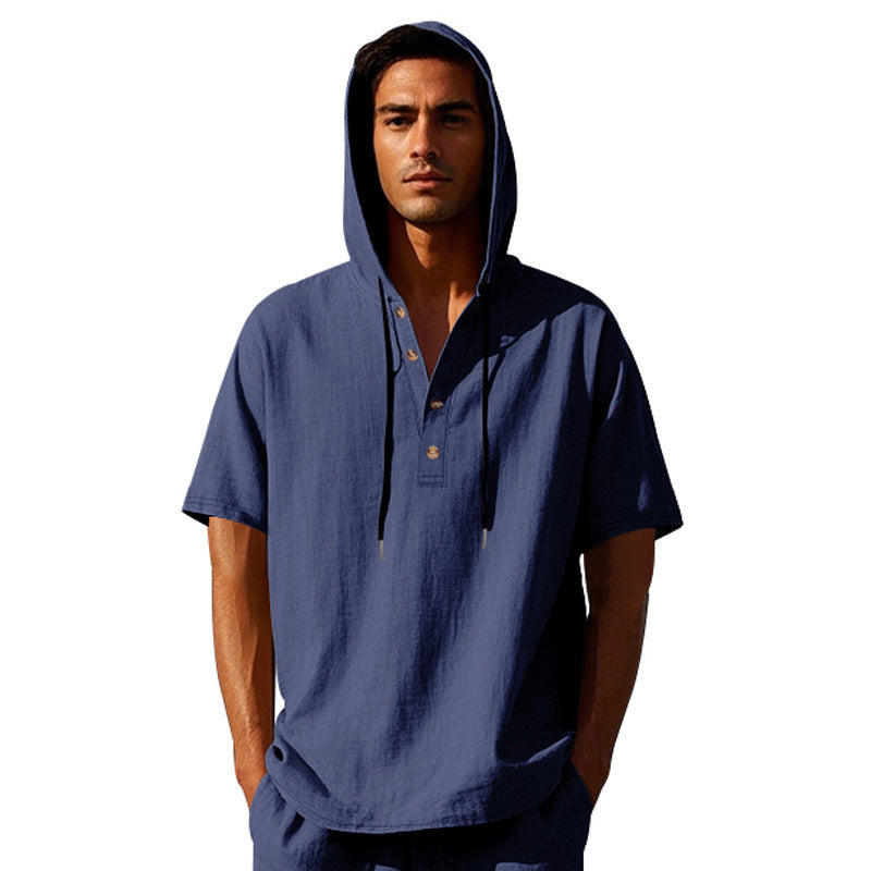 European And American Linen Short-sleeved Men's T-shirt Simple NorixaFashion.com