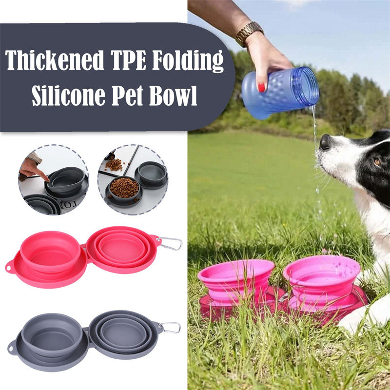 Rubber Foldable Double Bowl Pets Fashion