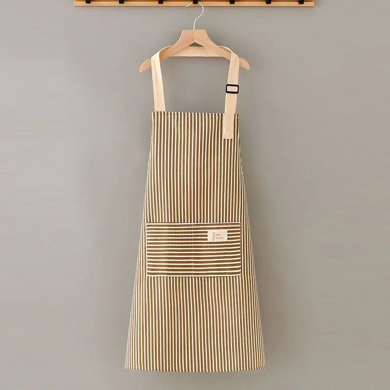 Linen Stripe Apron, Breathable Kitchen Apron For Household Chores PearlNestDecor.com