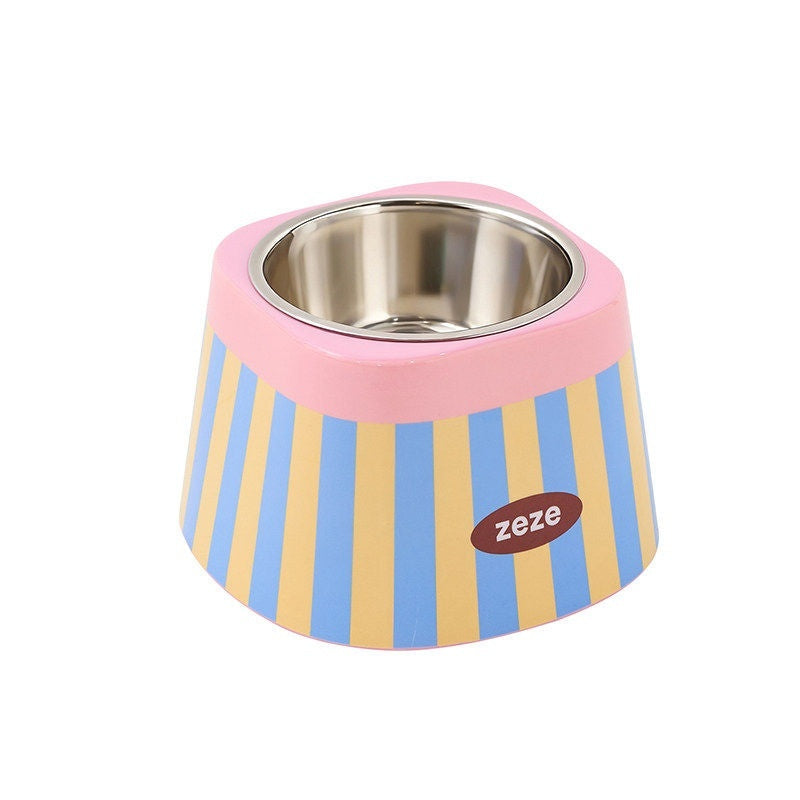 Stainless Steel Cat Water Bowl Drinking Basin Pet Neck Supporting Pets Fashion