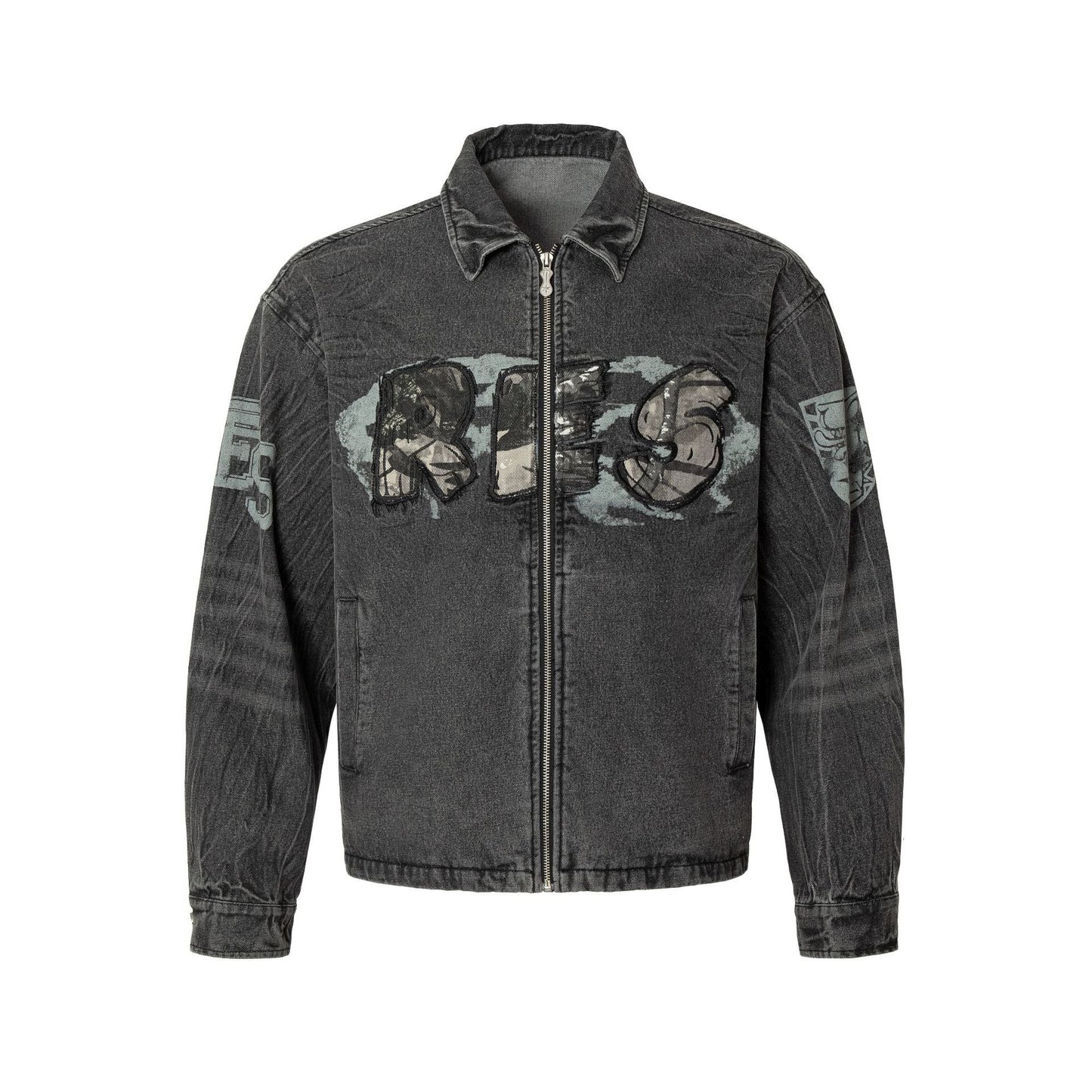 Embroidered Denim Motorcycle Jacket LadyShow.Store