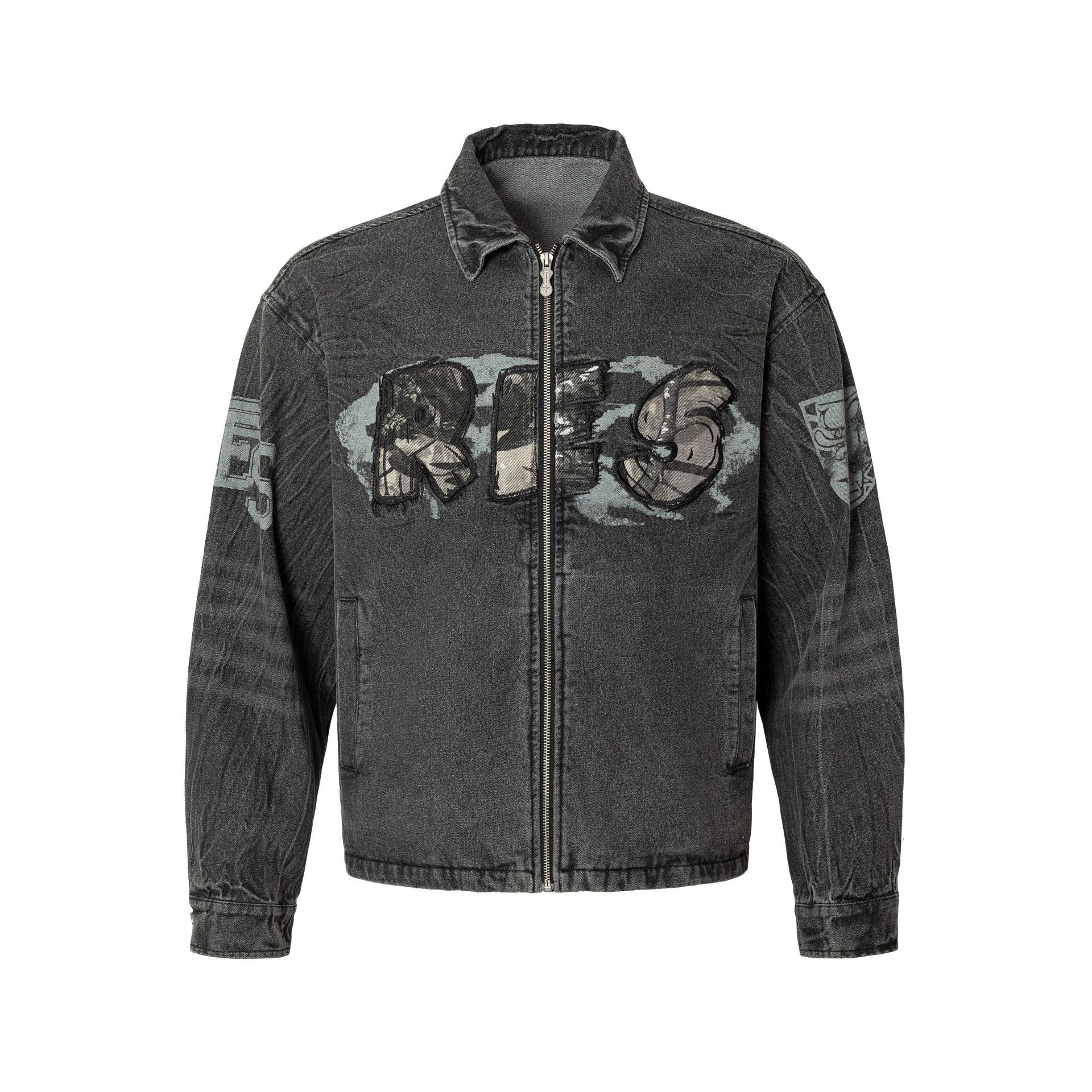 Embroidered Denim Motorcycle Jacket LadyShow.Store