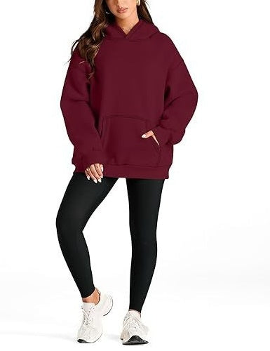 2026 New Arrival Womens Solid Color HoodieFashion Loose Casual Athletic Sweatshirt For Ladies NorixaFashion.com
