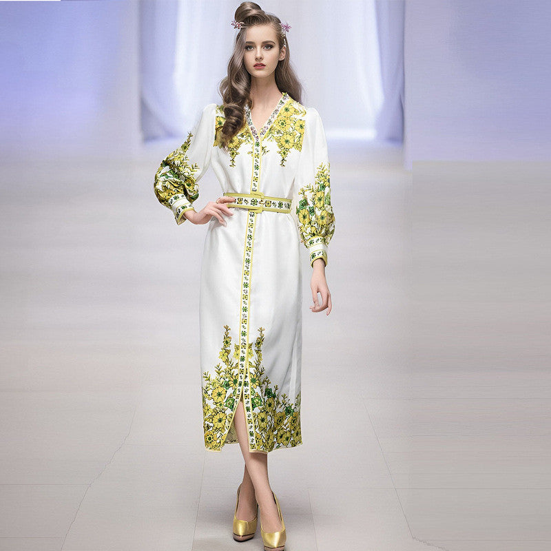Retro Temperament Printed Dress Women NorixaFashion.com