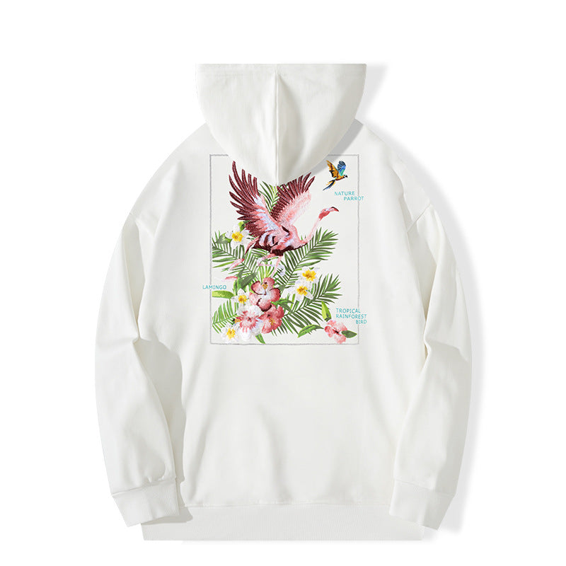 Autumn And Winter New High Street Flamingo Embroidered Hoodie LadyShow.Store