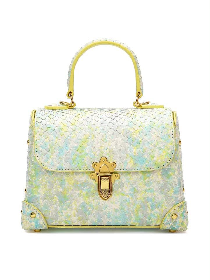 Women's Toe Layer Cowhide Fashion Snake Pattern Handbag LadyShow.Store