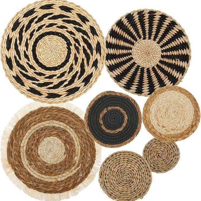 Woven Straw Wall Decor Round Living Room Ornament Wall Hanging PearlNestDecor.com
