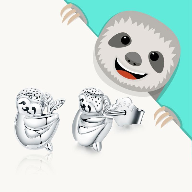 925 Sterling Silver Sloth Small Animal Hypoallergenic Earrings For Sensitive Ears LadyShow.Store