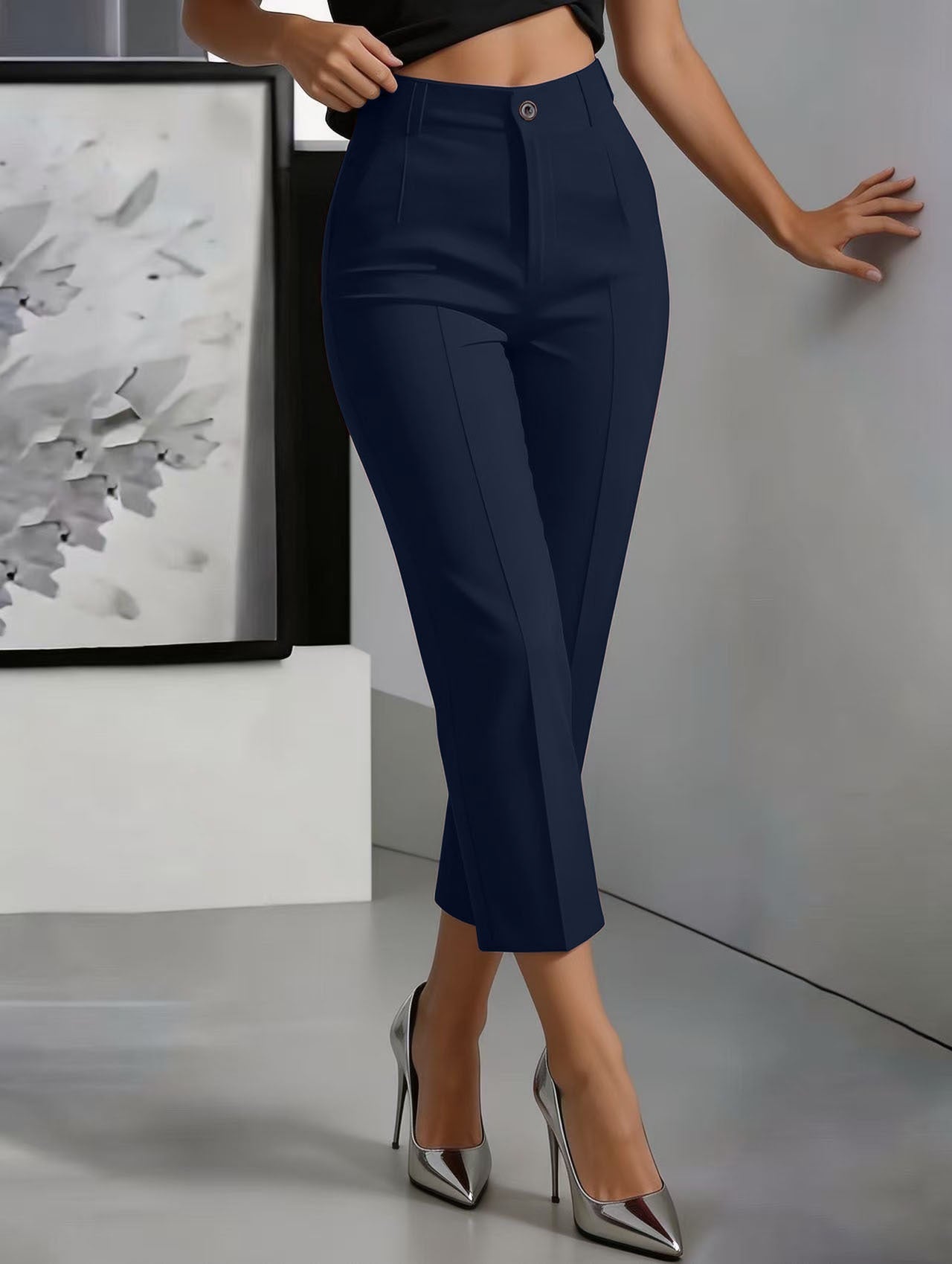 Women's High-Waisted Drapey Straight-Leg Pants NorixaFashion.com