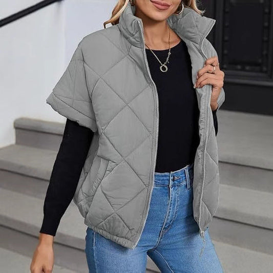 Casual Pocket Zipper Diamond Lattice Warm Jacket LuxuryLifeWay Online Store