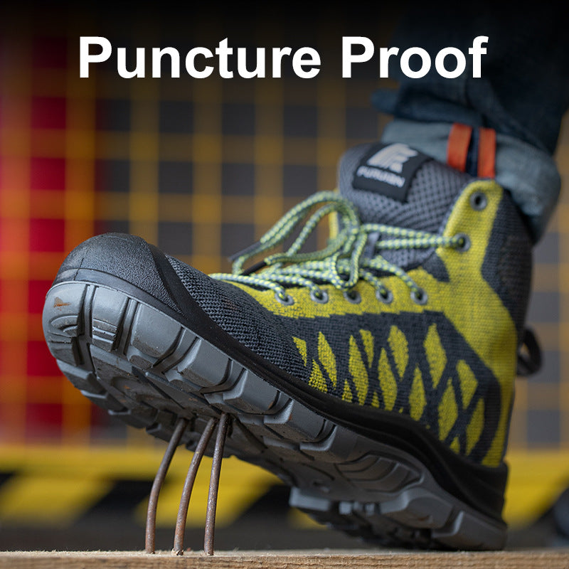 Anti - Hit Anti - Piercing Labor Protection Shoes High Help Fly Woven Best YouTube Store
