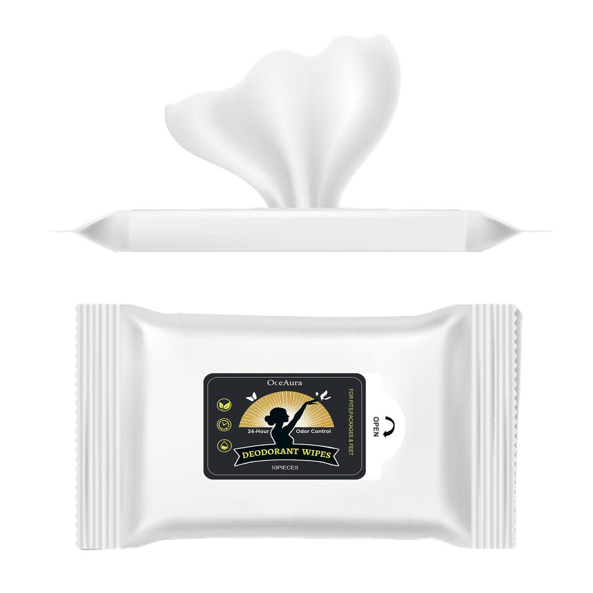 10 Pieces1bag Of Odor Deodorizing Wet Wipes Tri Light Beauty
