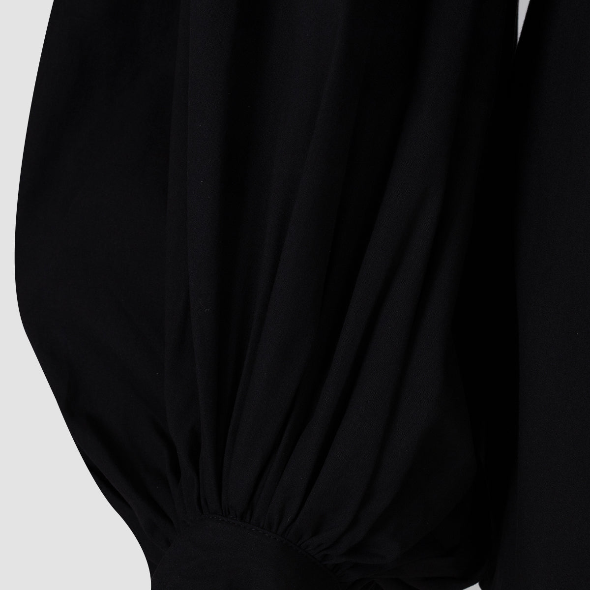 Black Oversized Collar Balloon Sleeve Shirt NorixaFashion.com