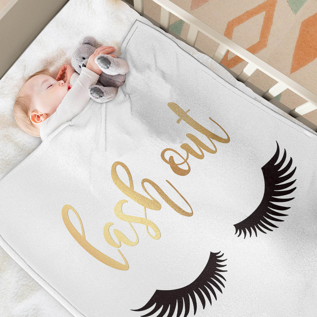 Long Eyelashes Printed Throw Blanket Plush Fluffy Flannel Fleece Blanket Soft Throws For Sofa Couch And Bed 30x40 50x60 60x80 PearlNestDecor.com