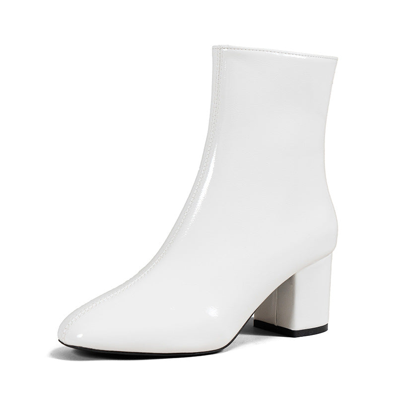 High Heel Boots Women's New Side Zipper Large Size Thick Heel Square Toe LadyShow.Store