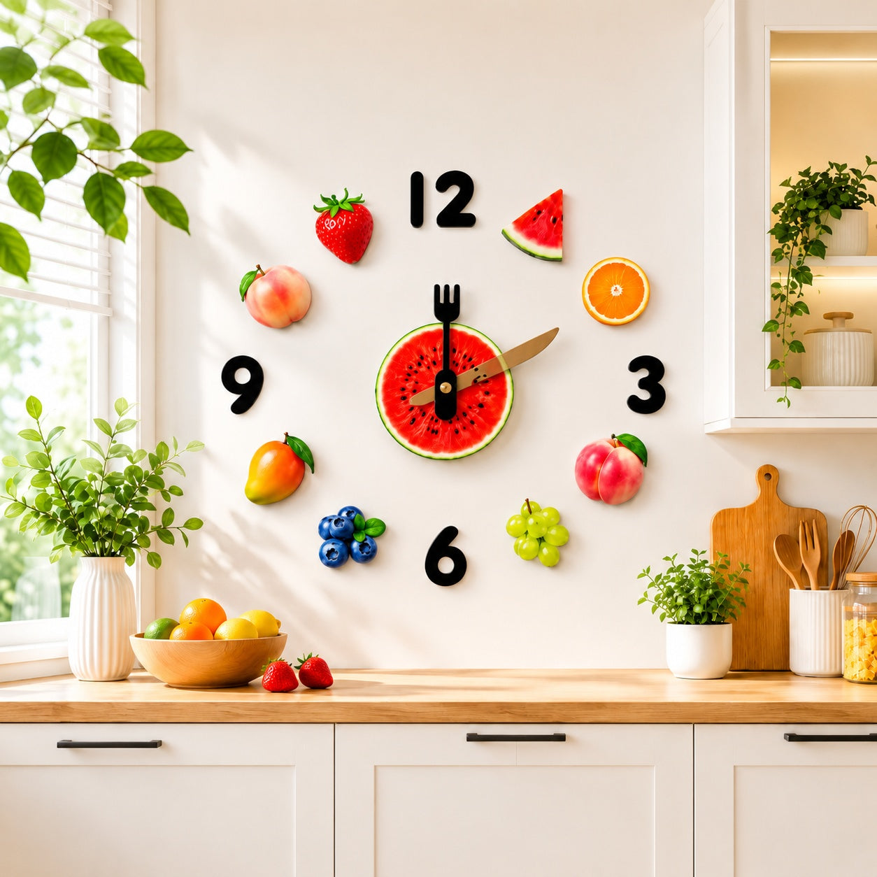 Fruit Decor Magnetic Fridge Wall Clock PearlNestDecor.com