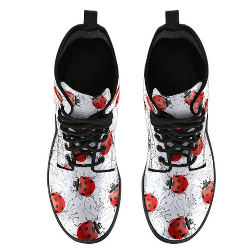 Women's High Help Combat Boots Seven Star Ladybird Cute Cartoon British Work Clothes Boots LadyShow.Store