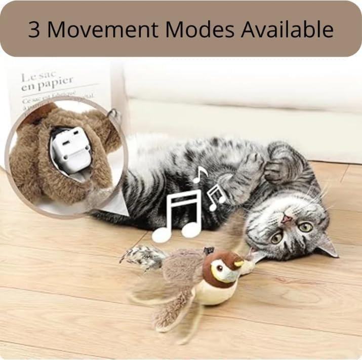 Interactive Chirping Bird Cat Toy, New Flying Interactive Flapping Chirping Bird Cat Toy, Flapping Bird Cat Toy For Indoor Bored Cats, Flapping Bird Cat Toy Pets Fashion